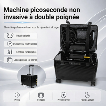 LASER FacialPure 5.0 Ultra, technologie noire brillante, appareil laser picoseconde non invasif à double poignée avec tige de traction et poulie, dissolvant de sourcils et de tatouages