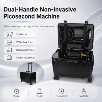 LASER FacialPure 5.0 Ultra, Brilliant Black Technology Double Handle Non-Invasive Laser Picosecond Machine with Pull Rod and Pulley, Eyebrow Remover and Tattoo Remover