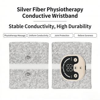 Support de poignet EMS en fibre d’argent – Appareil de physiothérapie à domicile, 20% argent, 10 modes de massage pour le soulagement de la douleur et la récupération