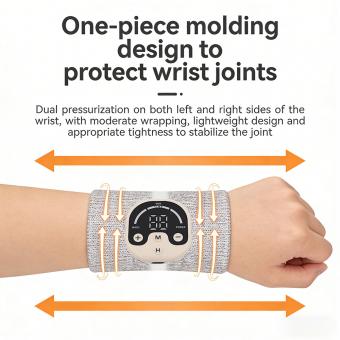 Support de poignet EMS en fibre d’argent – Appareil de physiothérapie à domicile, 20% argent, 10 modes de massage pour le soulagement de la douleur et la récupération