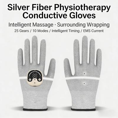 Zilvervezel EMS micro-elektrische therapiehandschoenen, een apparaat voor fysiotherapie thuis, ter bevordering van de bloedsomloop in de handen en het comfort van de vingers.