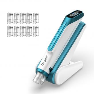 Dr.Pen H6 (Blue) Professional Microneedling Dermapen, Smart Chip Control, with 10pcs of Needle Round Nano Cartridges Pack