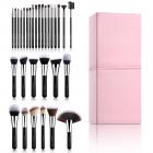 Set 30pcs de Brochas de Maquillaje Profesional Negro con Soporte Rosado