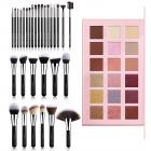 Set 30pcs de Brochas de Maquillaje Profesional Negro con Paleta de Sombra Golden Rose