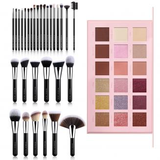 Set 30pcs de Brochas de Maquillaje Profesional Negro con Paleta de Sombra Golden Rose