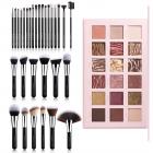 Set 30pcs de Brochas de Maquillaje Profesionales Negro con Paleta de Sombra Dark Nude