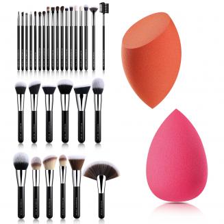 Set 30pcs de Brochas de Maquillaje Profesional Negro con Esponja 2pcs