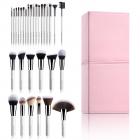 Set 30pcs de Brochas de Maquillaje Profesional Blanco con Soporte Rosado