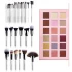 Set 30pcs de Brochas de Maquillaje Profesional Blanco con Paleta de Sombra Golden Rose