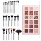 Set 30pcs de Brochas de Maquillaje Profesional Blanco con Paleta de Sombras Dark Nude