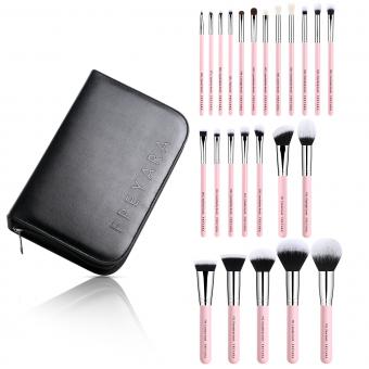 Kit Profissional de 25pcs Pincéis de Maquiagem Rosa com Bolsa Organizador