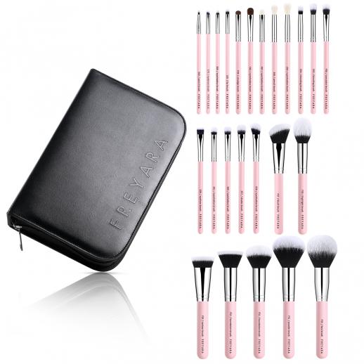 Professional Makeup Brushes Set 25pcs Glitter Pink with Organizer Bag