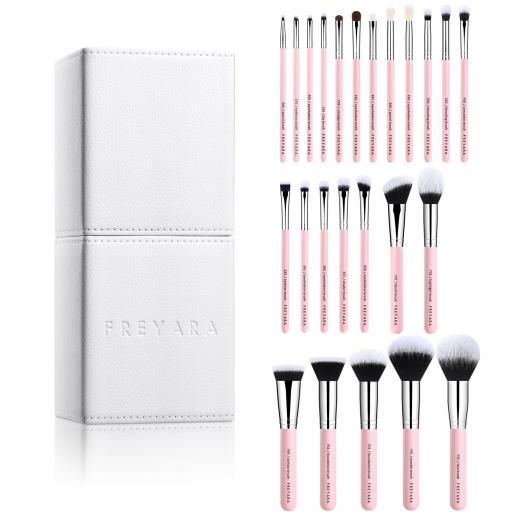 Professional Makeup Brushes Set 25pcs Glitter Pink with Brushes Holder White