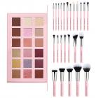 Set 25pcs de Brochas de Maquillaje Profesional Rosado con Paleta de Sombras Golden Rose