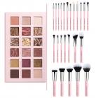Set 25pcs de Brochas de Maquillaje Profesional Rosado con Paleta de Sombra Dark Nude