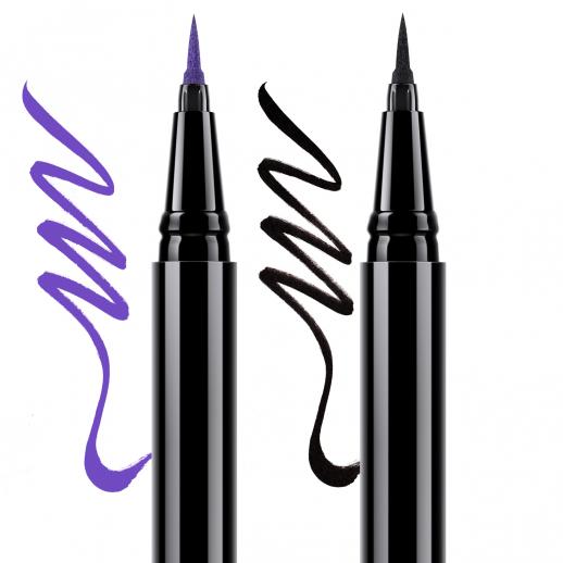 Eyeliner liquide, Noir + Violet, Imperméable, Durable