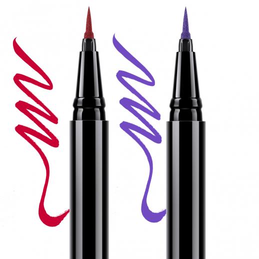 Liquid Eyeliner, Red + Violet, Waterproof, Durable