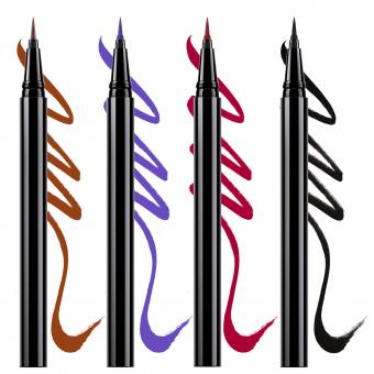 Waterproof, Longa Duração, Delineador Líquido 4 em 1, Preto, Vermelho, Violeta, Caramelo