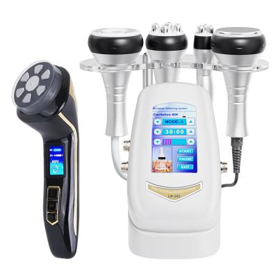 Máquina de cavitación para adelgazar 4 en 1 + paquete de masajeador corporal y facial RF EMS: conjunto para esculpir todo el cuerpo, kit profesional para reducir la grasa y reafirmar la piel. 