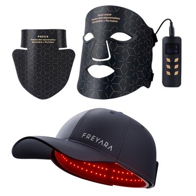 Combinación de Fototerapia Freyara: Mascarilla LED Rejuvenecedora y Gorro Láser LLLT para Cabello | Solución 2 en 1 para Rejuvenecimiento Facial y Salud Capilar！