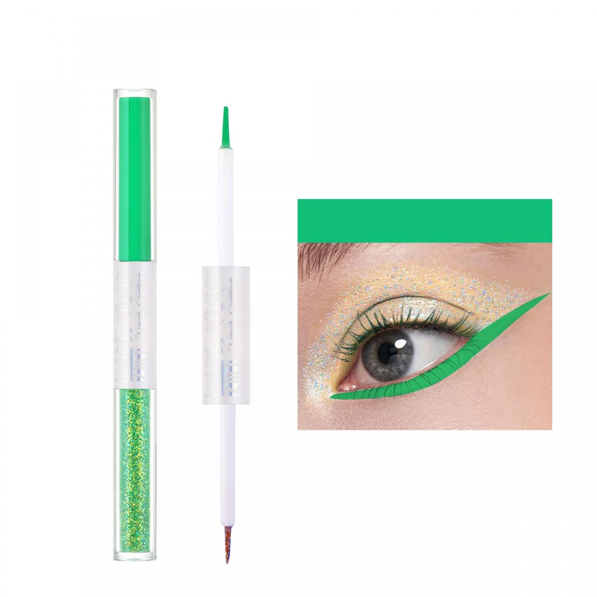 FREYARA Liquid Eyeliner, Double Ended Matte and Glitter, 9 Green