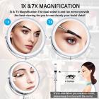 LED Makeup Mirror 1x / 7x Magnification with Lights, 8" Double Sided Vanity Mirror, 3 Light Mode, Touch Control, USB Rechargeable