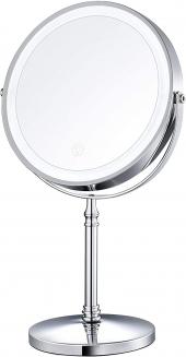 LED Makeup Mirror 1x / 10x Magnification with Lights, 8" Double Sided Vanity Mirror, 3 Light Mode, Touch Control, USB Rechargeable