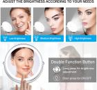 LED Makeup Mirror 1x / 7x Magnification with Lights, 8" Double Sided Vanity Mirror, 3 Light Mode, Touch Control, USB Rechargeable