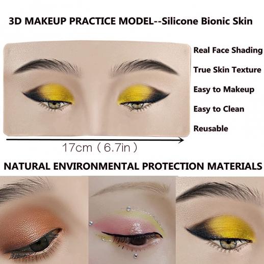 3D Makeup Practice Face Plate Silicone Reusable Beginner's Practice Eye  Make Up White