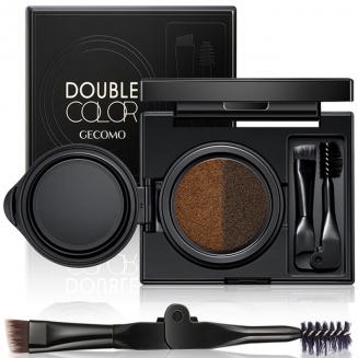 Crema para cejas de 2 colores, con cepillo para cejas y peine para pestañas, portátil con espejo