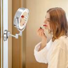 1X/10X Wall Mounted Makeup Mirror, 8" Double Sided Vanity Mirror for Bathroom, 360 Rotating Extendable, Smart Touch, USB Rechargeable