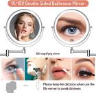 1X/10X Wall Mounted Makeup Mirror, 8" Double Sided Vanity Mirror for Bathroom, 360 Rotating Extendable, Smart Touch, USB Rechargeable
