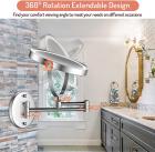 1X/10X Wall Mounted Makeup Mirror, 8" Double Sided Vanity Mirror for Bathroom, 360 Rotating Extendable, Smart Touch, USB Rechargeable