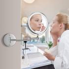 1X/10X Wall Mounted Makeup Mirror, 8" Double Sided Vanity Mirror for Bathroom, 360 Rotating Extendable, Smart Touch, USB Rechargeable
