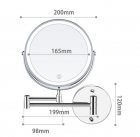 1X/10X Wall Mounted Makeup Mirror, 8" Double Sided Vanity Mirror for Bathroom, 360 Rotating Extendable, Smart Touch, USB Rechargeable