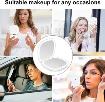 1X/5X Grossissant LED Miroir de Poche, Double Face, Portable pour le Voyage 1X/5X Grossissant LED Miroir de Poche, Double Face, Portable pour le Voyage