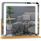 Großer Make-up Kosmetikspiegel 50*42cm mit LED Streifen, 3 Farben Mode, Smart Touch, Einstellbare Helligkeit, EU Plug, Gold