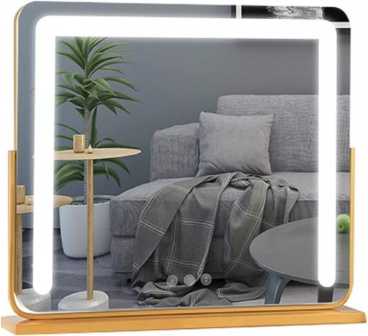 Luxury Hollywood Vanity Mirror, 4K 470x380mm, Rose Gold Metal Stand