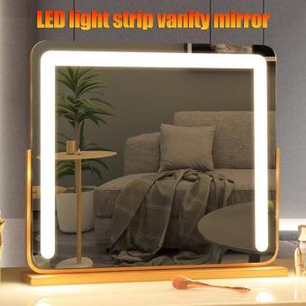 Hollywood Spiegel met Verlichting, 50*42cm Make-up Spiegel met 3 Kleuren Modus, Hollywood Make-upspiegel, Sluit aan om te gebruiken, Golden Hollywood Spiegel met Verlichting, 50*42cm Make-up Spiegel met 3 Kleuren Modus, Hollywood Make-upspiegel, Sluit aan om te gebruiken, Golden