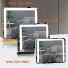 Miroir de Coiffeuse 50*42cm, Grand Miroir Cosmétique, 3 Couleurs Mode, Intelligent Contrôle, Rotation 360°, Luminosité Réglable, EU Plug, Noir