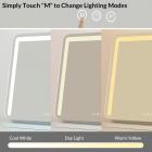 Miroir de Coiffeuse 50*42cm, Grand Miroir Cosmétique, 3 Couleurs Mode, Intelligent Contrôle, Rotation 360°, Luminosité Réglable, EU Plug, Noir