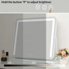 Miroir Maquillage pour Coiffeuse Grand 50*42cm, 3 Couleurs Mode, Intelligent Contrôle, Rotation 360°, Luminosité Réglable, EU Plug, Doré