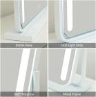 Miroir de Coiffeuse 50*42cm, Grand Miroir Cosmétique, 3 Couleurs Mode, Intelligent Contrôle, Rotation 360°, Luminosité Réglable, EU Plug, Noir