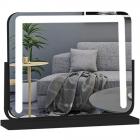 Großer Make-up Kosmetikspiegel 50*42cm mit LED Streifen, 3 Farben Mode, Intelligente Berührung, Einstellbare Helligkeit, EU Plug, Schwarz