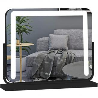 Großer Make-up Kosmetikspiegel 50*42cm mit LED Streifen, 3 Farben Mode, Intelligente Berührung, Einstellbare Helligkeit, EU Plug, Schwarz Großer Make-up Kosmetikspiegel 50*42cm mit LED Streifen, 3 Farben Mode, Intelligente Berührung, Einstellbare Helligkeit, EU Plug, Schwarz