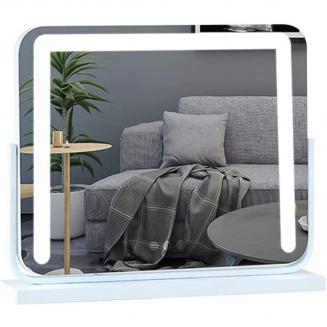 Großer Make-up Kosmetikspiegel 50*42cm mit LED Streifen, 3 Farben Mode, Intelligente Berührung, Einstellbare Helligkeit, EU Plug, Weiß Großer Make-up Kosmetikspiegel 50*42cm mit LED Streifen, 3 Farben Mode, Intelligente Berührung, Einstellbare Helligkeit, EU Plug, Weiß