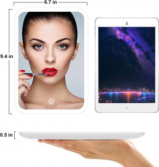 Desktop LED Makeup Mirror, Touch Control, 3 Mode Lighting, Adjustable, Portable, Rechargeable