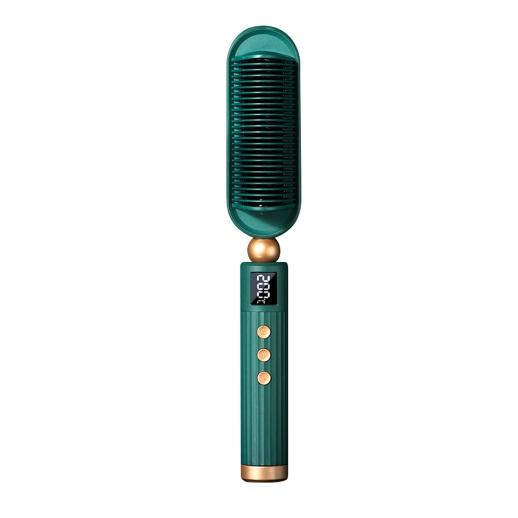Electric Hair Brush Comb, Straightener & Curler Multi Use, 30s Fast Heating PTC Tech, Plug Charge