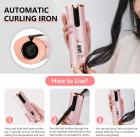 مكواة تجعيد الشعر اللاسلكية أوتوماتيكية ، شاشة LCD ، تسخين سريع مع 5 درجات حرارة ، USB قابلة لإعادة الشحن