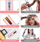مكواة تجعيد الشعر اللاسلكية أوتوماتيكية ، شاشة LCD ، تسخين سريع مع 5 درجات حرارة ، USB قابلة لإعادة الشحن